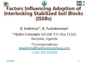 20 21 Factors Influencing Adoption of Interlocking Stabilized