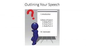 Outlining Your Speech I Main Point A Supporting