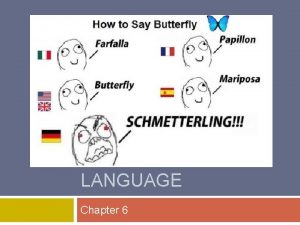 LANGUAGE Chapter 6 Key Question WHAT ARE LANGUAGES