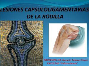 LESIONES CAPSULOLIGAMENTARIAS DE LA RODILLA PROFESOR DR Horacio