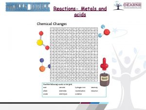 Reactions Metals and acids The diagram below shows
