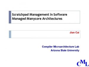 Scratchpad Management in Software Managed Manycore Architectures Jian