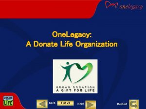 One Legacy A Donate Life Organization Back 1