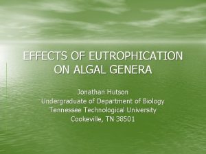 EFFECTS OF EUTROPHICATION ON ALGAL GENERA Jonathan Hutson