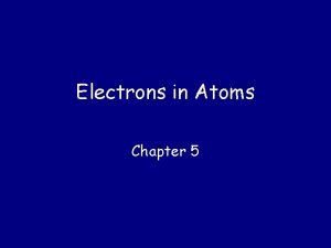 Electrons in Atoms Chapter 5 Remember the early
