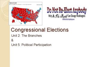 Congressional Elections Unit 2 The Branches Unit 5