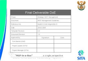 Final Deliverable Do E Phase Strategic IMST Management