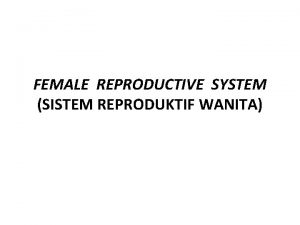 FEMALE REPRODUCTIVE SYSTEM SISTEM REPRODUKTIF WANITA Seksual reproduksi