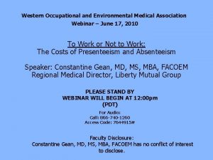 Western Occupational and Environmental Medical Association Webinar June