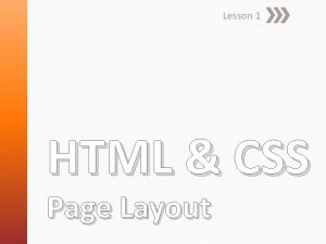 Lesson 1 HTML CSS Page Layout Foundational markup