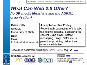 http www ukoln ac ukwebfocuseventsconferencesaukml2006 What Can Web