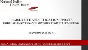 LEGISLATIVE AND LITIGATION UPDATE TRIBAL SELFGOVERNANCE ADVISORY COMMITTEE