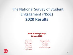 The National Survey of Student Engagement NSSE 2020