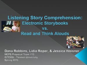 Listening Story Comprehension Electronic Storybooks vs Read and