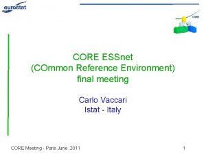 CORE ESSnet COmmon Reference Environment final meeting Carlo