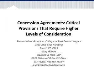 Concession Agreements Critical Provisions That Require Higher Levels