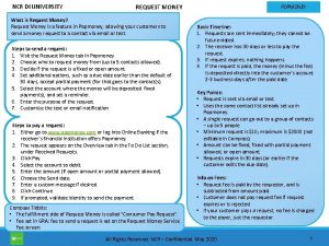 NCR DI UNIVERSITY REQUEST MONEY What is Request