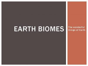 EARTH BIOMES The wonderful things of Earth ECOSYSTEMS
