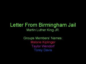 Letter From Birmingham Jail Martin Luther King JR