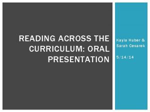 READING ACROSS THE CURRICULUM ORAL PRESENTATION Kayla Huber