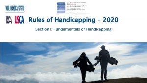 Rules of Handicapping 2020 Section I Fundamentals of