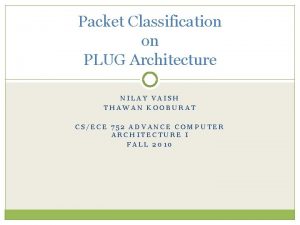 Packet Classification on PLUG Architecture NILAY VAISH THAWAN