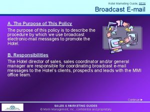 Hotel Marketing Guide 8526 Broadcast Email A The