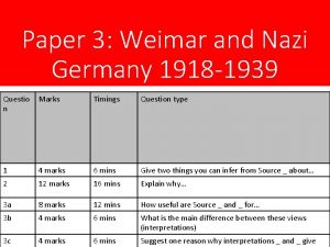 Paper 3 Weimar and Nazi Germany 1918 1939