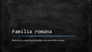 Famlia romana Matrimoni organitzaci familiar i els noms