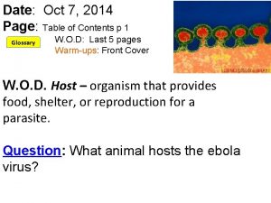 Date Oct 7 2014 Page Table of Contents