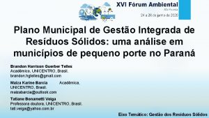 Plano Municipal de Gesto Integrada de Resduos Slidos