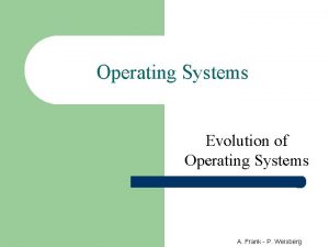 Operating Systems Evolution of Operating Systems A Frank