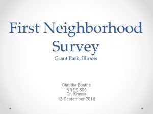 First Neighborhood Survey Grant Park Illinois Claudia Boothe