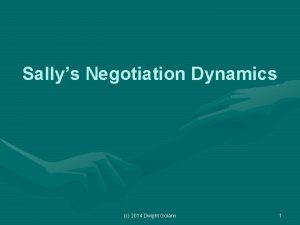 Sallys Negotiation Dynamics c 2014 Dwight Golann 1