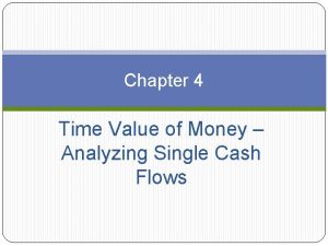 Chapter 4 Time Value of Money Analyzing Single