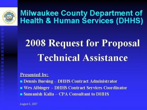 Milwaukee County Department of Health Human Services DHHS