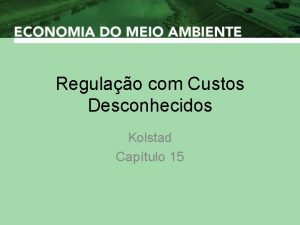 Regulao com Custos Desconhecidos Kolstad Captulo 15 Caractersticas