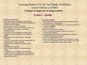 Scoring Rubric For AP Art Studio Portfolios Latest