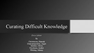 Curating Difficult Knowledge Erica Lehrer By Christenson Hannah