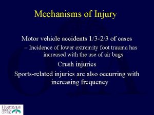 Mechanisms of Injury Motor vehicle accidents 13 23