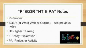 PSQ 3 R HTEPA Notes PPersonal SQ 3