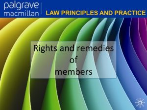 Rights and remedies of members Corporate Law Law
