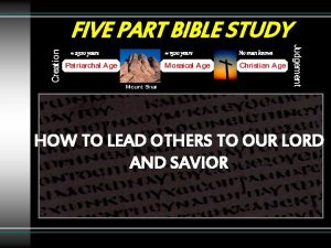 FIVE PART BIBLE STUDY 2500 years 1500 years