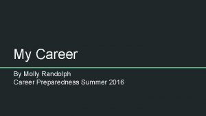 My Career By Molly Randolph Career Preparedness Summer