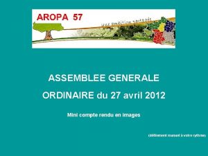 ASSEMBLEE GENERALE ORDINAIRE du 27 avril 2012 Mini