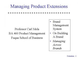 Managing Product Extensions Professor Carl Mela BA 460