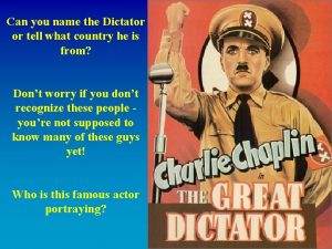 Can you name the Dictator or tell what