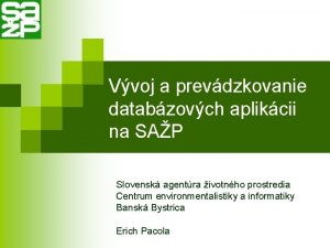 Vvoj a prevdzkovanie databzovch aplikcii na SAP Slovensk