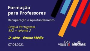 Formao para Professores Recuperao e Aprofundamento Lngua Portuguesa