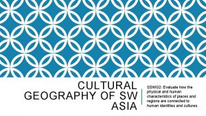 CULTURAL GEOGRAPHY OF SW ASIA SSWG 2 Evaluate